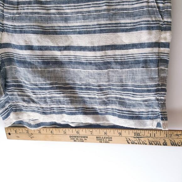 Artisan NY Womens 10 100% Linen Shorts Blue Stripe Lace Coastal Beachy Vacation - Picture 12 of 12